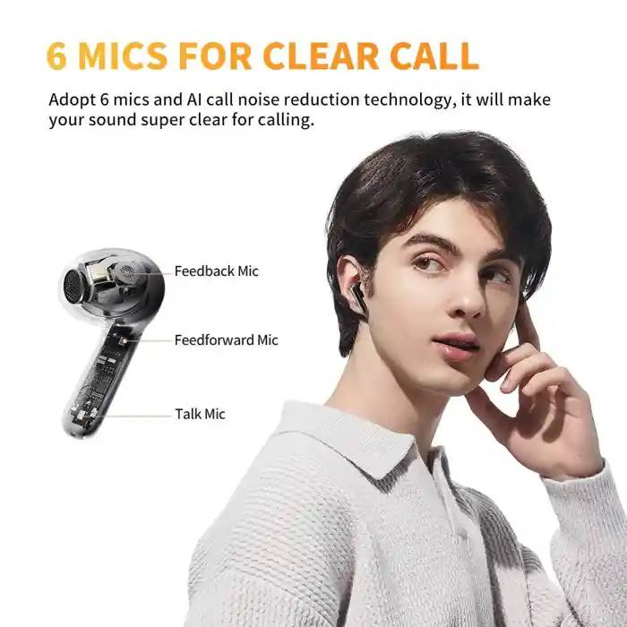 QCY AilyBuds ht10 Pro True Wireless Earbuds with 4 Mics Noise Cancelling, Dual-Armature 10mm Driver in-Ear Headphone, Touch Control Type-C Charge Headset, Waterproof Ear Buds for Sport Workout